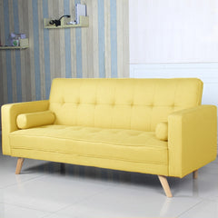 Canapé convertible scandinave Slow en tissu jaune