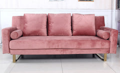Canapé convertible Moonlight Velours Rose Pied Or 