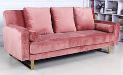 Canapé convertible Moonlight Velours Rose Pied Or 
