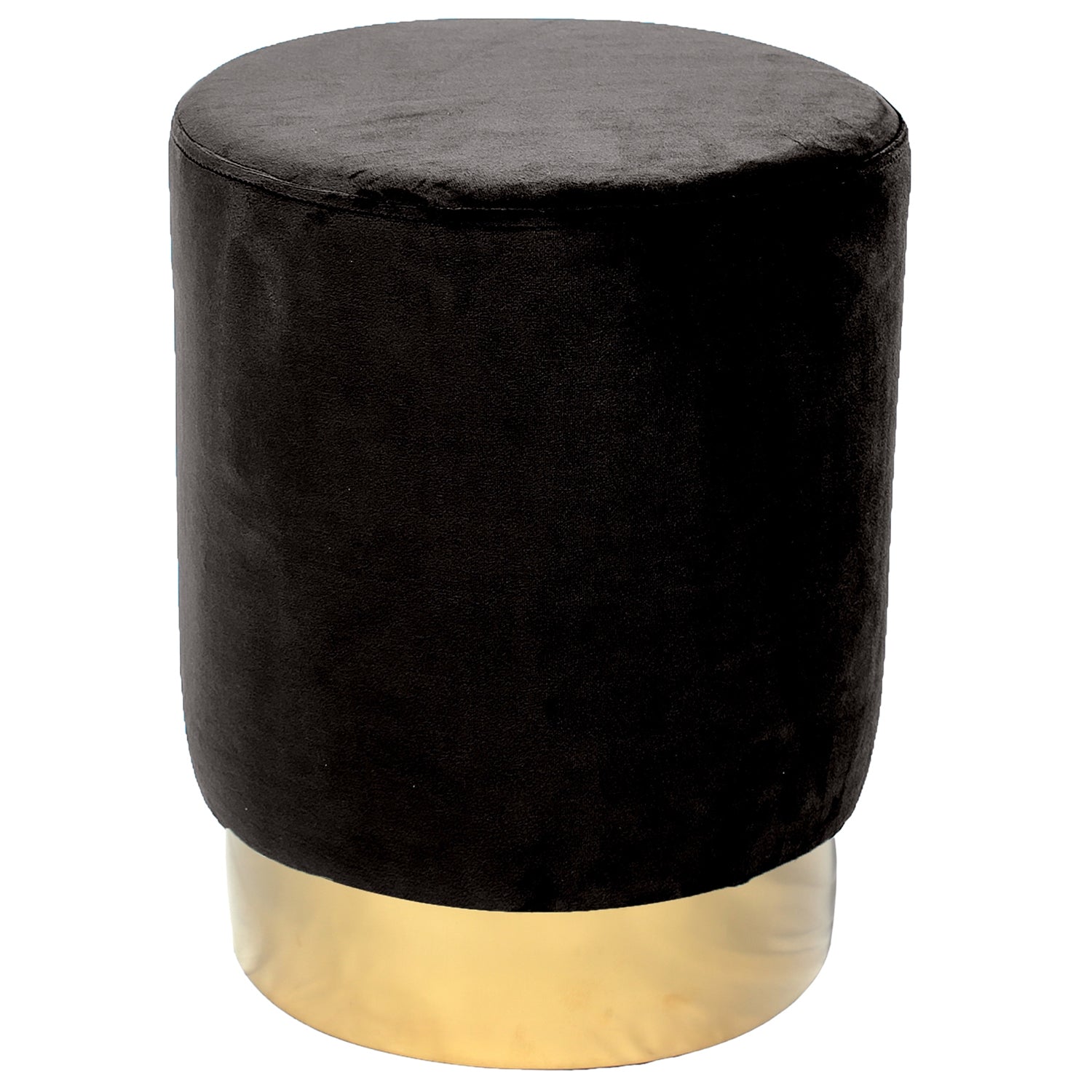 Tabouret Jona Velour Noir Pied Or