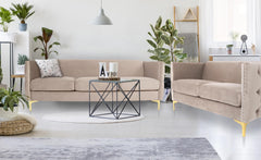 Canapé Ashile 3 places velours taupe