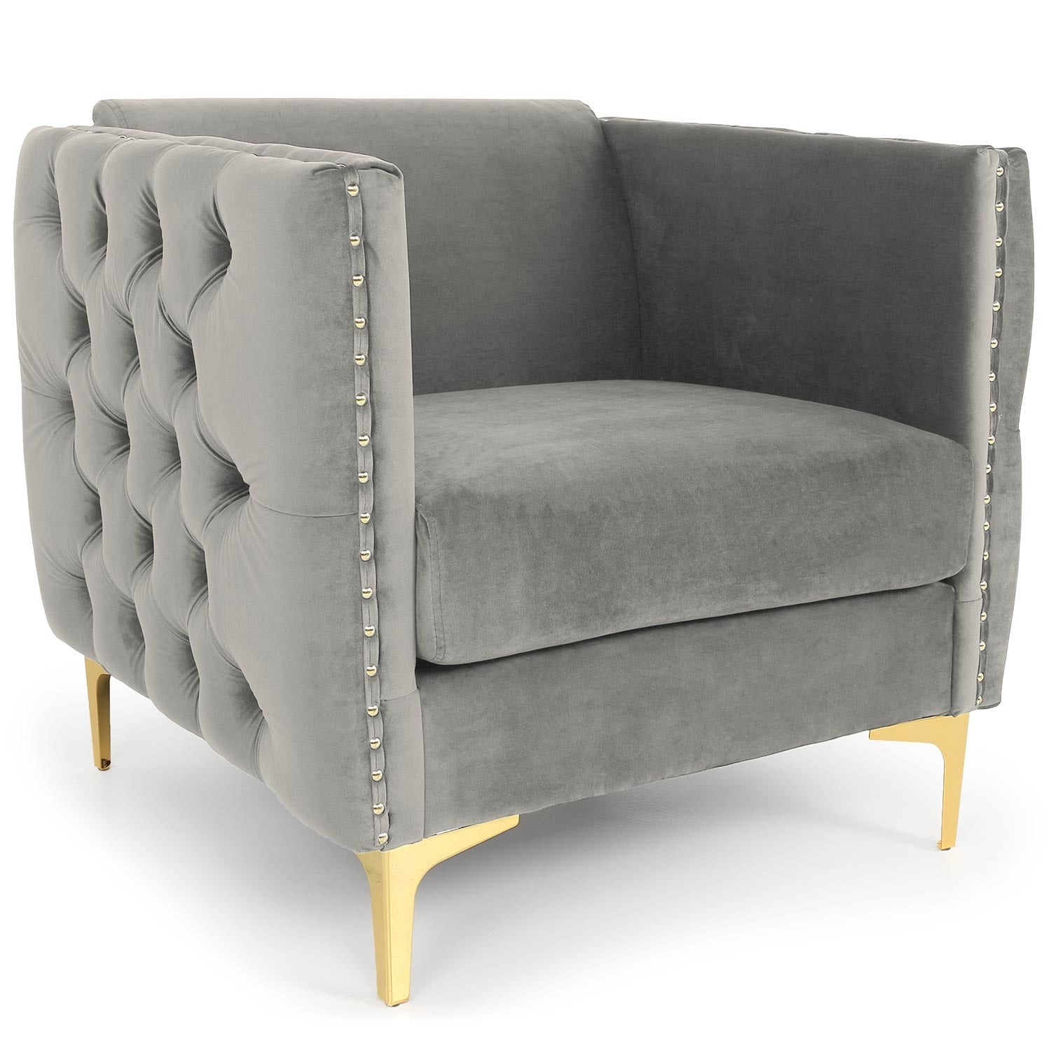Fauteuil Joshua Velours Argent