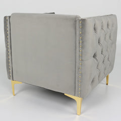 Fauteuil en velours Ashile argent