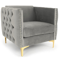 Fauteuil Joshua Velours Argent