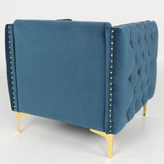 Fauteuil Joshua Velours Bleu