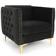 Fauteuil en velours noir Ashile