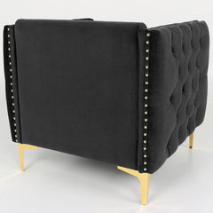 Fauteuil en velours noir Ashile