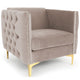 Fauteuil Ashile velours taupe