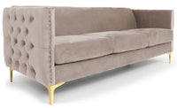 Canapé Ashile 3 places velours taupe