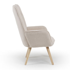 Fauteuil scandinave Amigio tissu bouclette crème