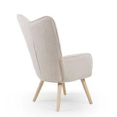 Fauteuil scandinave Amigio tissu bouclette crème