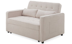 Canapé convertible 2 places Komaria Tissu bouclette Crème