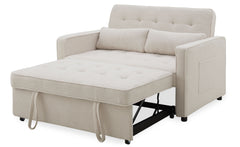 Canapé convertible 2 places Komaria Tissu bouclette Crème