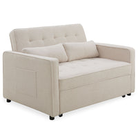 Canapé convertible 2 places tissu bouclette crème