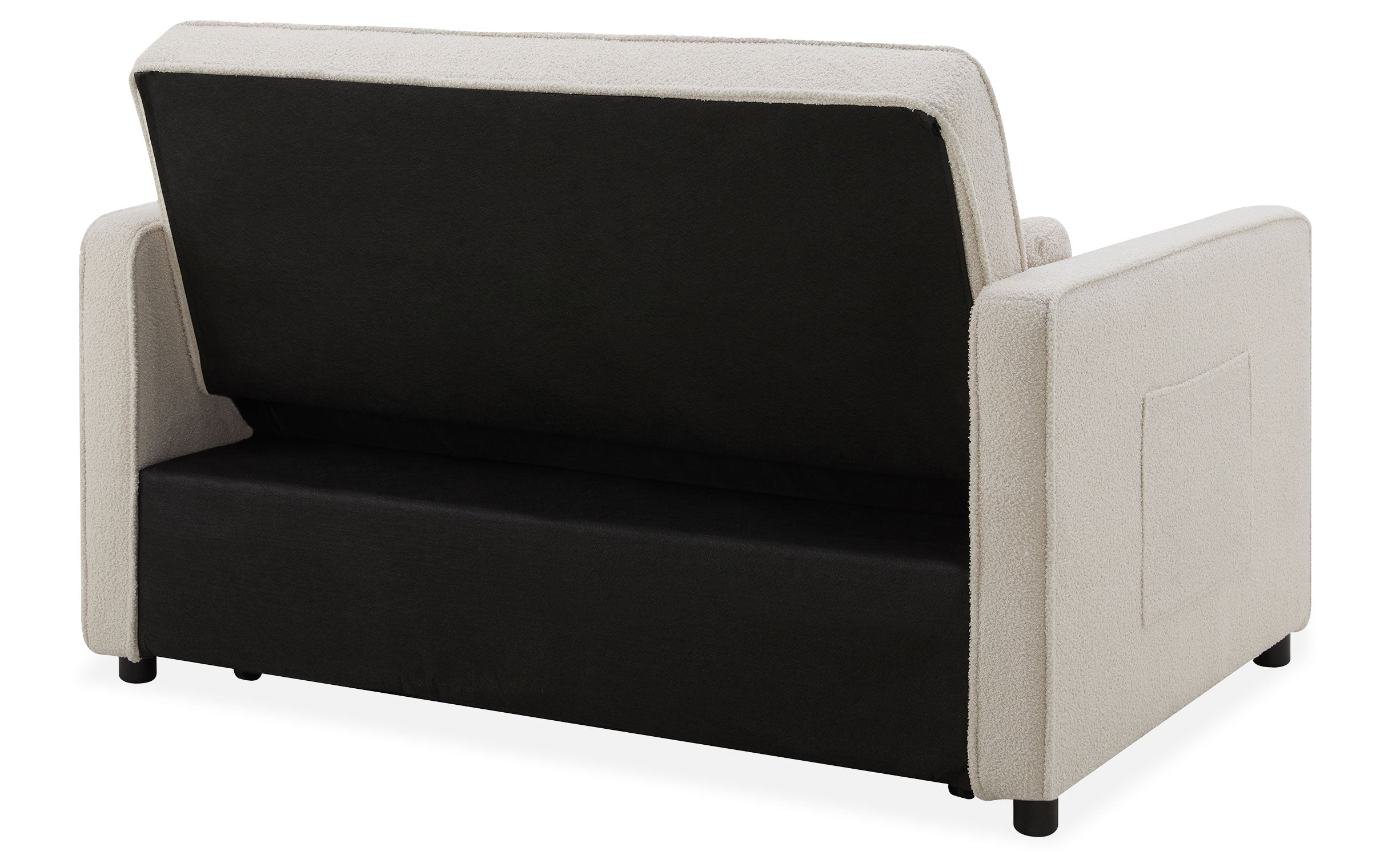 Canapé convertible 2 places Komaria Tissu bouclette Crème