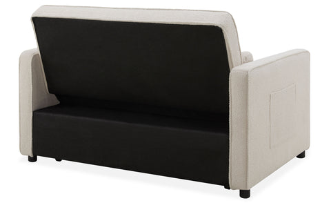 Canapé convertible 2 places Komaria Tissu bouclette Crème