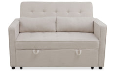 Canapé convertible 2 places Komaria Tissu bouclette Crème