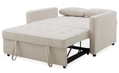 Canapé convertible 2 places Komaria Tissu bouclette Crème
