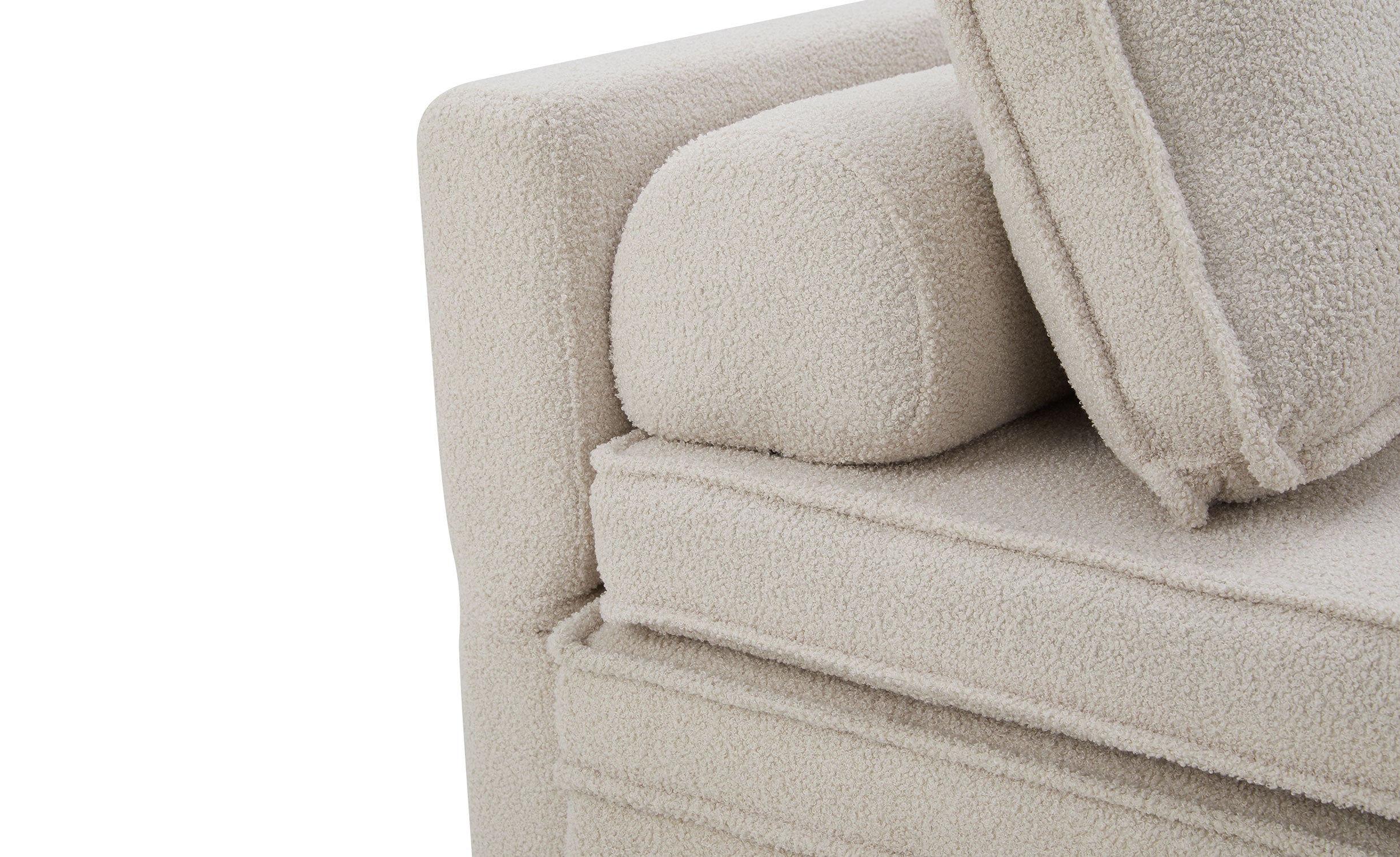 Canapé convertible 2 places Komaria Tissu bouclette Crème