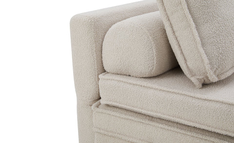 Canapé convertible 2 places Komaria Tissu bouclette Crème