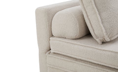 Canapé convertible 2 places Komaria Tissu bouclette Crème
