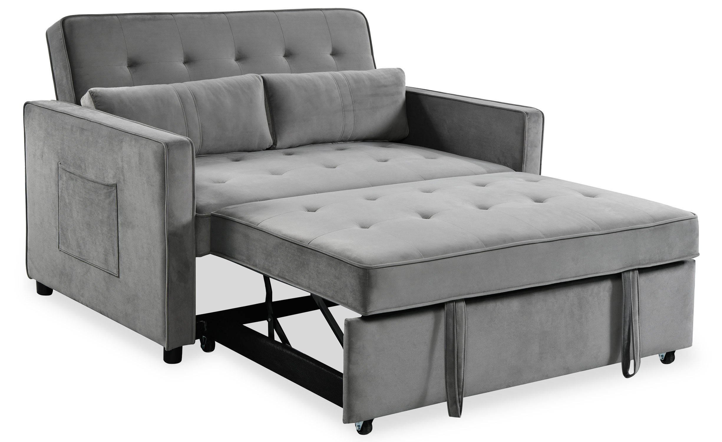 Canapé convertible 2 places Komaria Velours Gris
