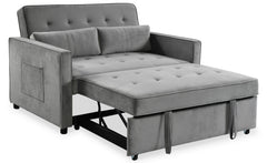 Canapé convertible 2 places Komaria Velours Gris
