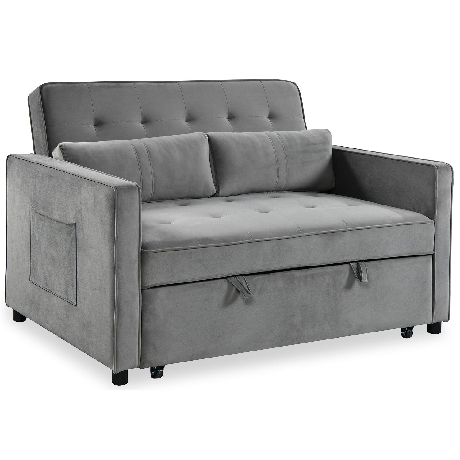 Canapé convertible 2 places Komaria Velours Gris