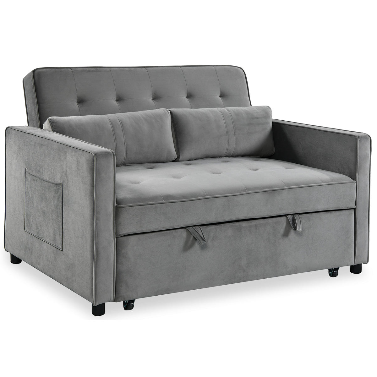 Canapé convertible 2 places Komaria Velours Gris