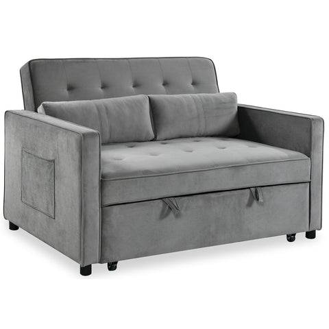 Canapé convertible 2 places Komaria Velours Gris