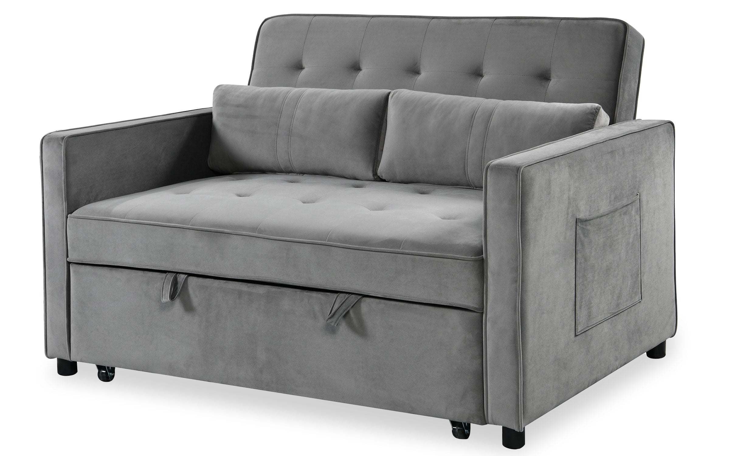 Canapé convertible 2 places Komaria Velours Gris