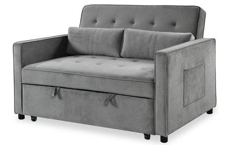 Canapé convertible 2 places Komaria Velours Gris