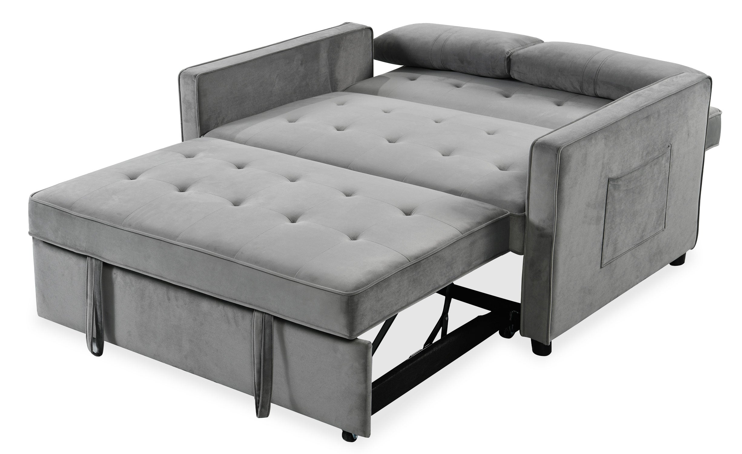 Canapé convertible 2 places Komaria Velours Gris