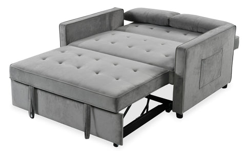 Canapé convertible 2 places Komaria Velours Gris