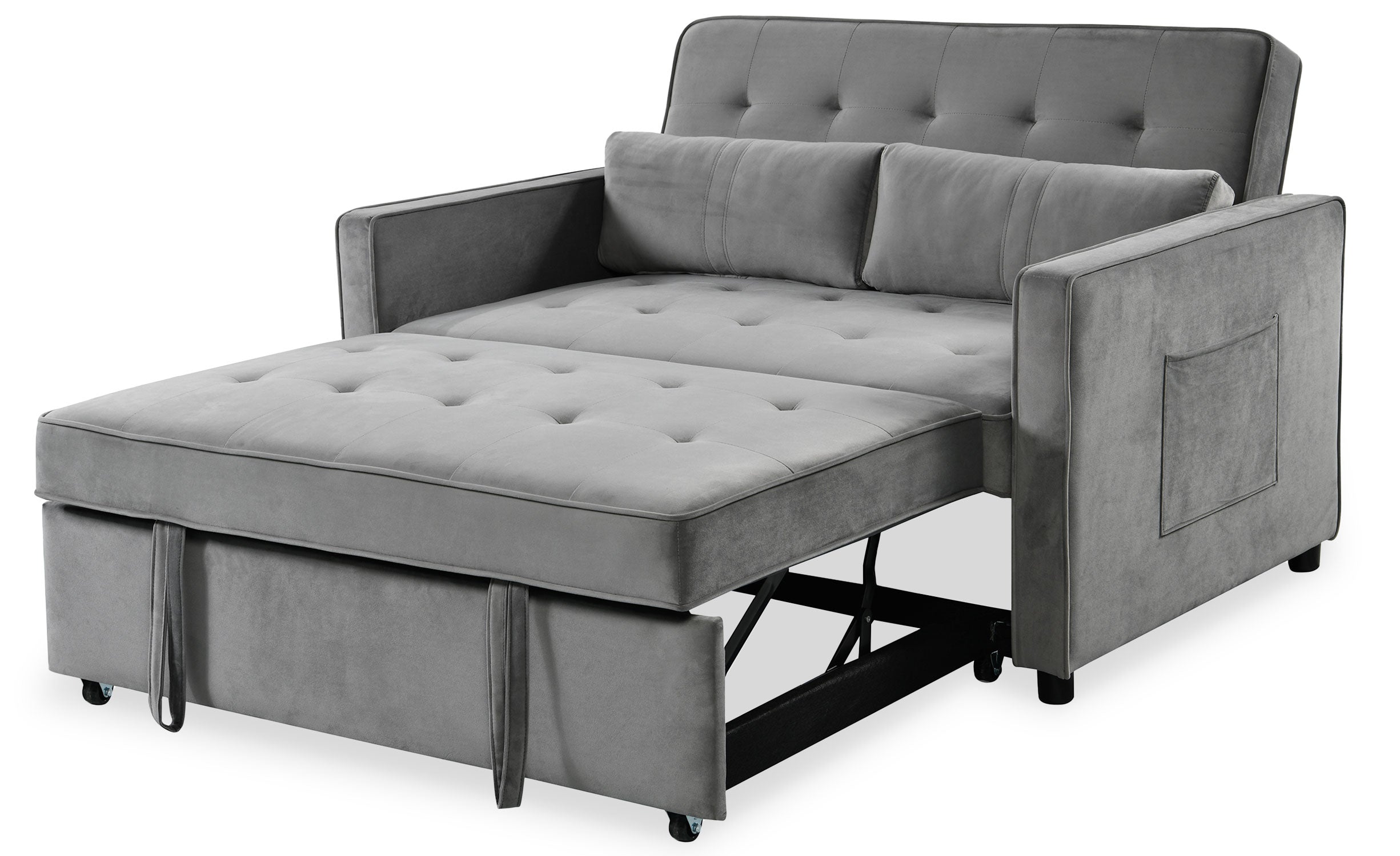 Canapé convertible 2 places Komaria Velours Gris