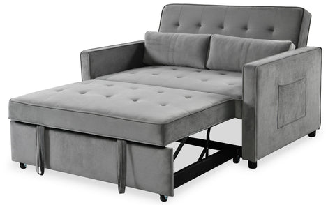 Canapé convertible 2 places Komaria Velours Gris