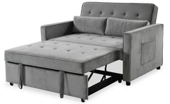 Canapé convertible 2 places Komaria Velours Gris