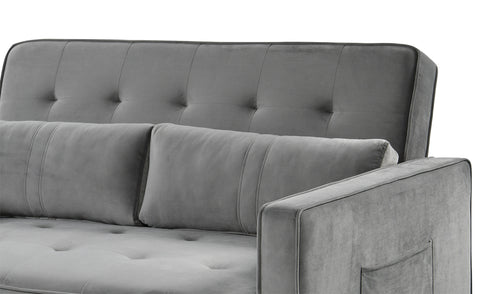 Canapé convertible 2 places Komaria Velours Gris