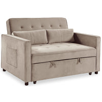 Canapé 2 places convertible en velours beige