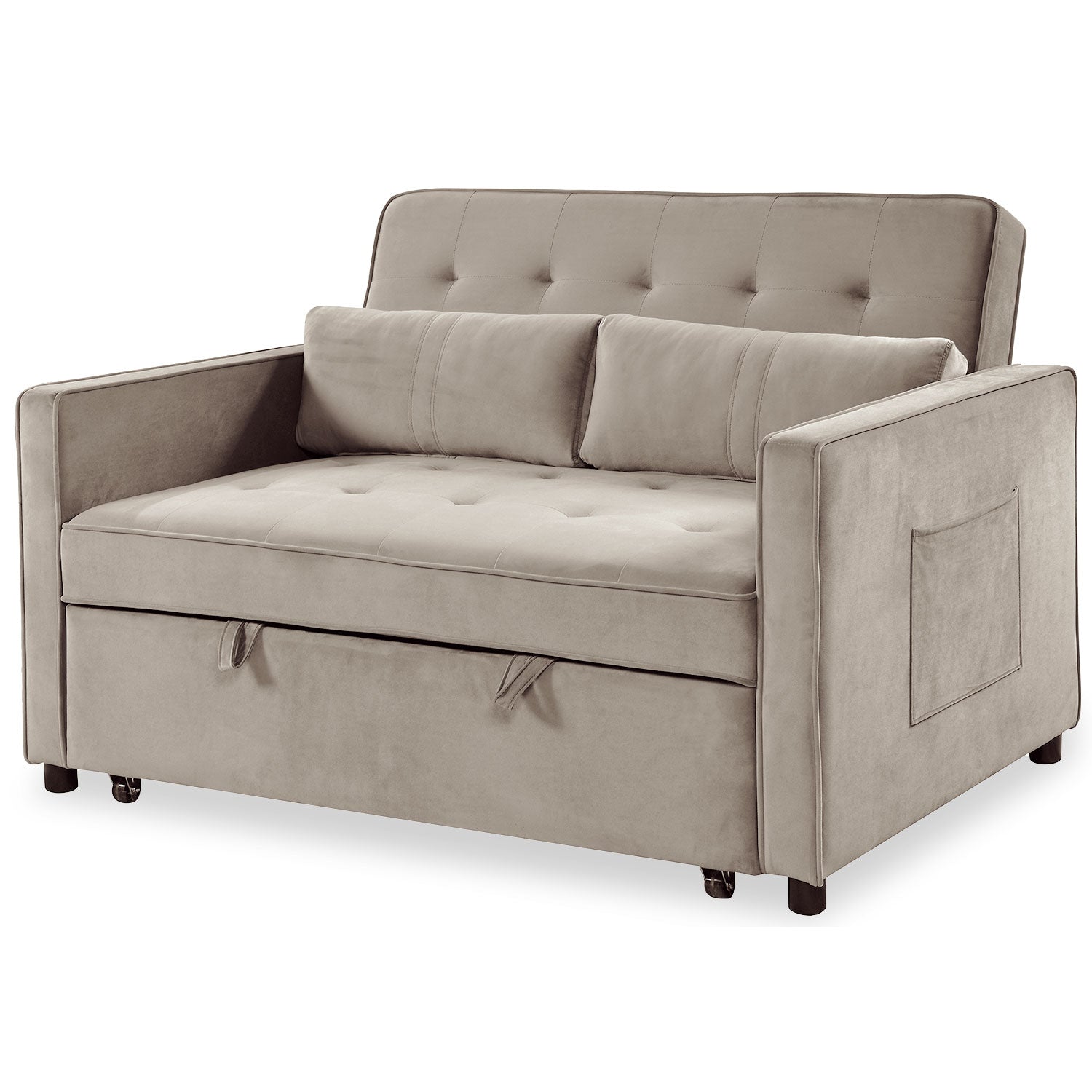 Canapé convertible 2 places Komaria Velours Beige