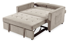 Canapé convertible 2 places Komaria Velours Beige