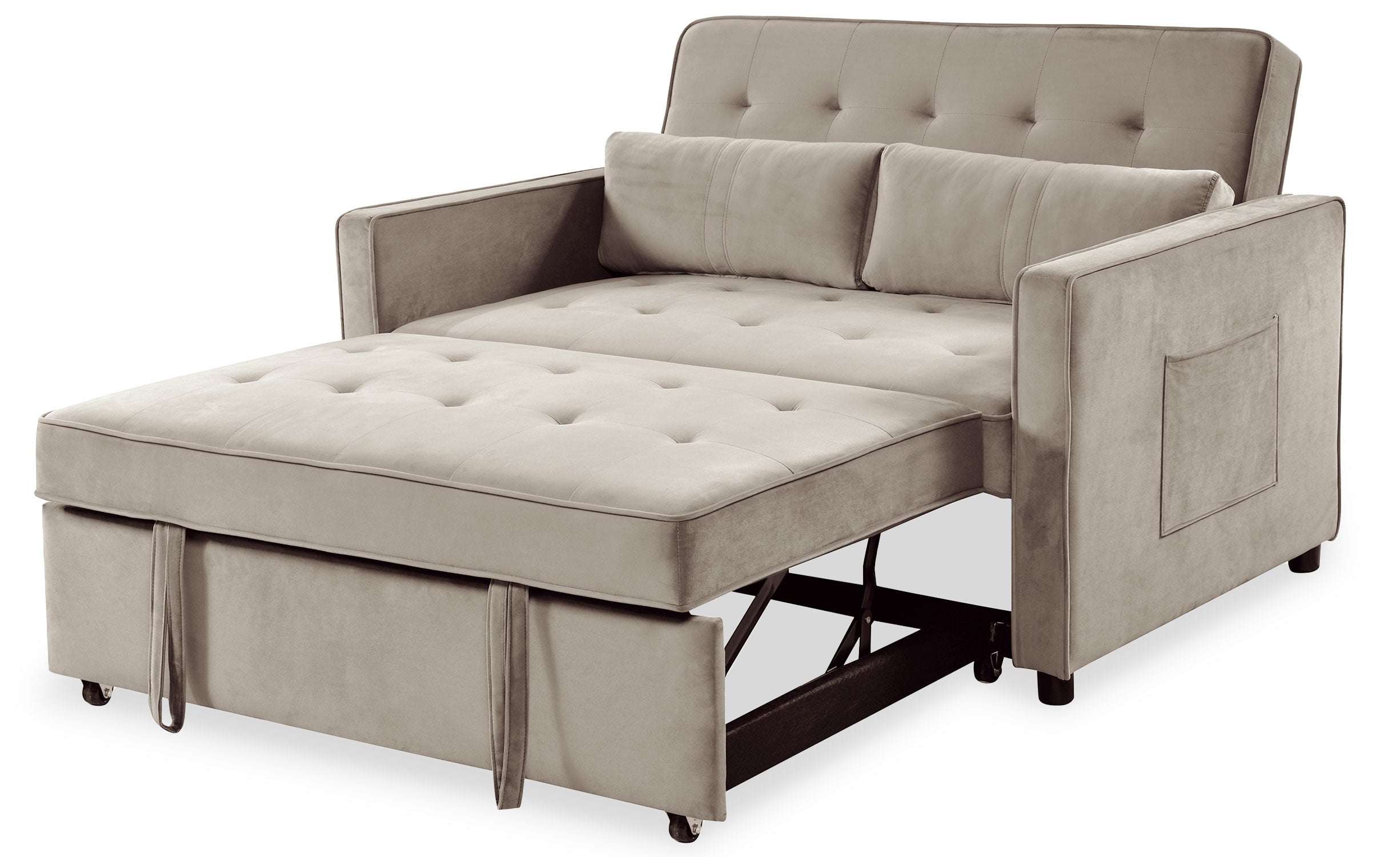 Canapé convertible 2 places Komaria Velours Beige