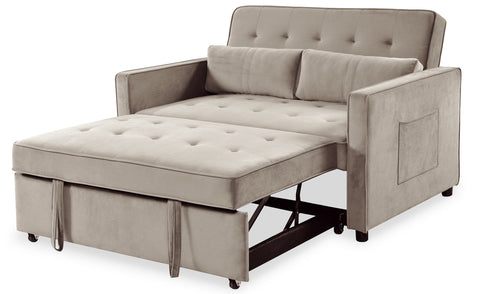 Canapé convertible 2 places Komaria Velours Beige