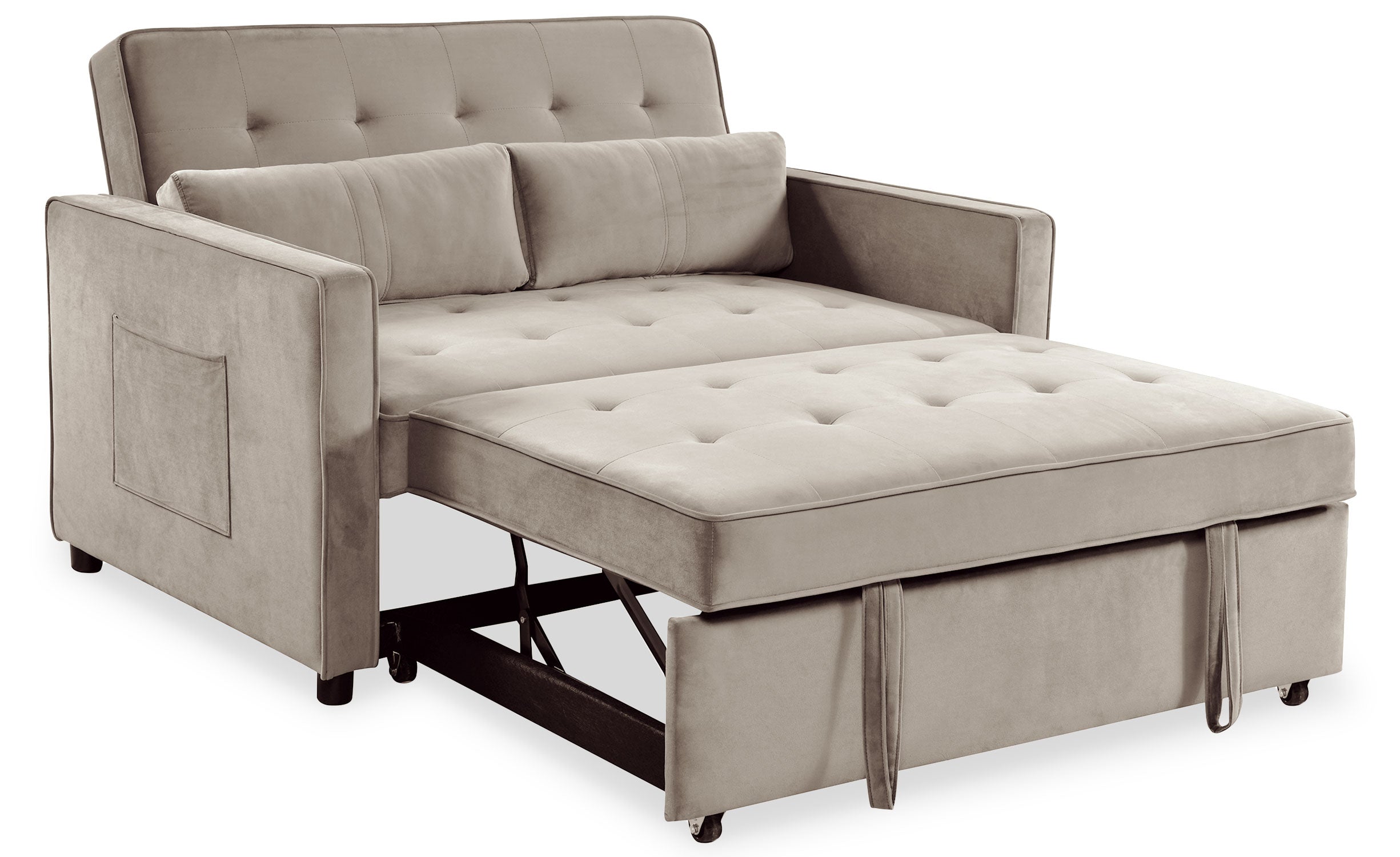 Canapé convertible 2 places Komaria Velours Beige