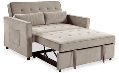 Canapé convertible 2 places Komaria Velours Beige