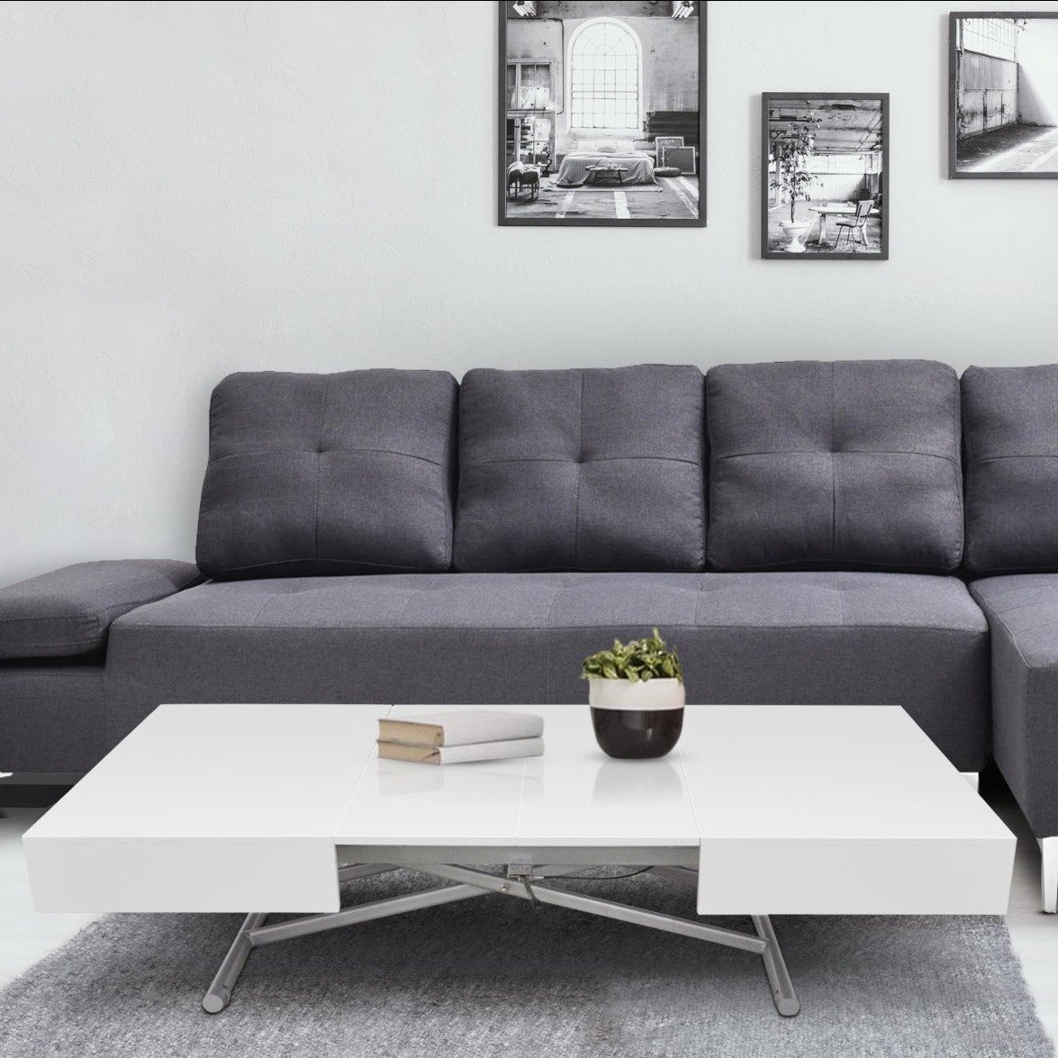 Table basse relevable Appo blanc laqué
