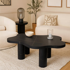 Table basse forme nuage 69x100cm Lagoon Effet Marbre Noir