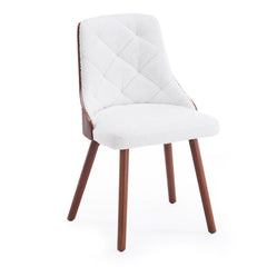 Lot de 4 chaises scandinaves Lalix Bois Noisette & Tissu bouclette Crème