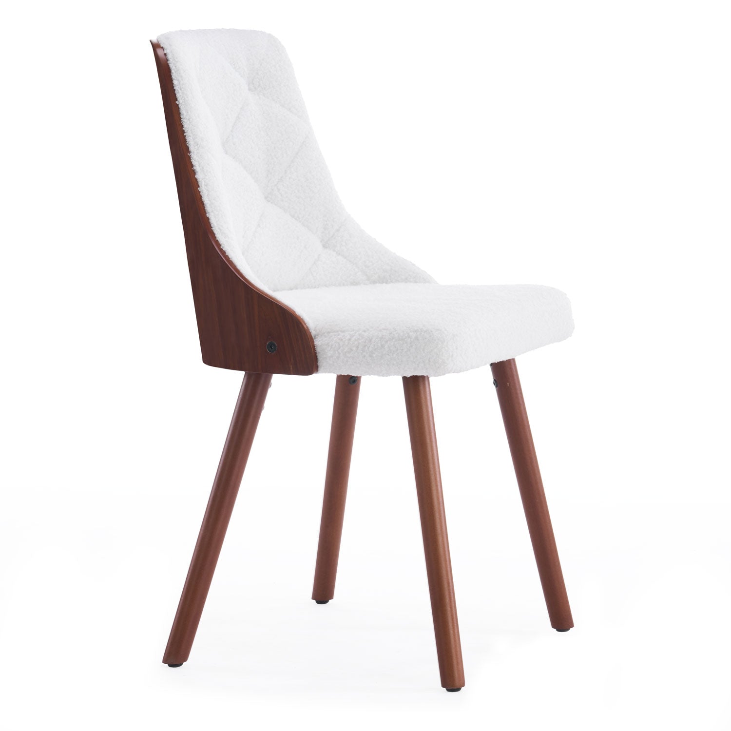 Lot de 4 chaises scandinaves Lalix Bois Noisette & Tissu bouclette Crème