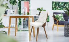 Lot de 8 chaises scandinaves Lalix Bois Noisette et Blanc